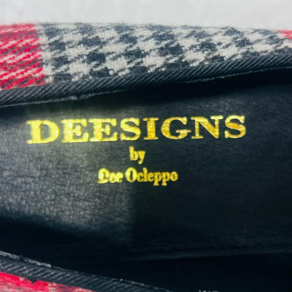 DEESIGNS By Dee Ocleppo Red Black White Plaid Gold Crown Loafers Flats S… - Picture 12 of 12